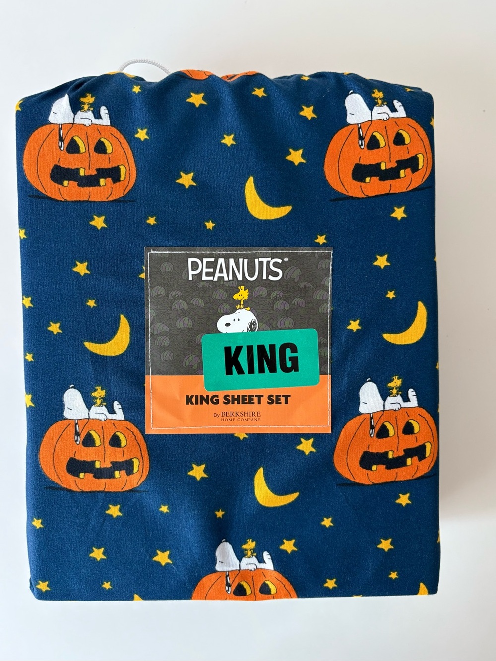 Berkshire Peanuts Snoopy Pumpkin Navy 5PC King Sheet Set